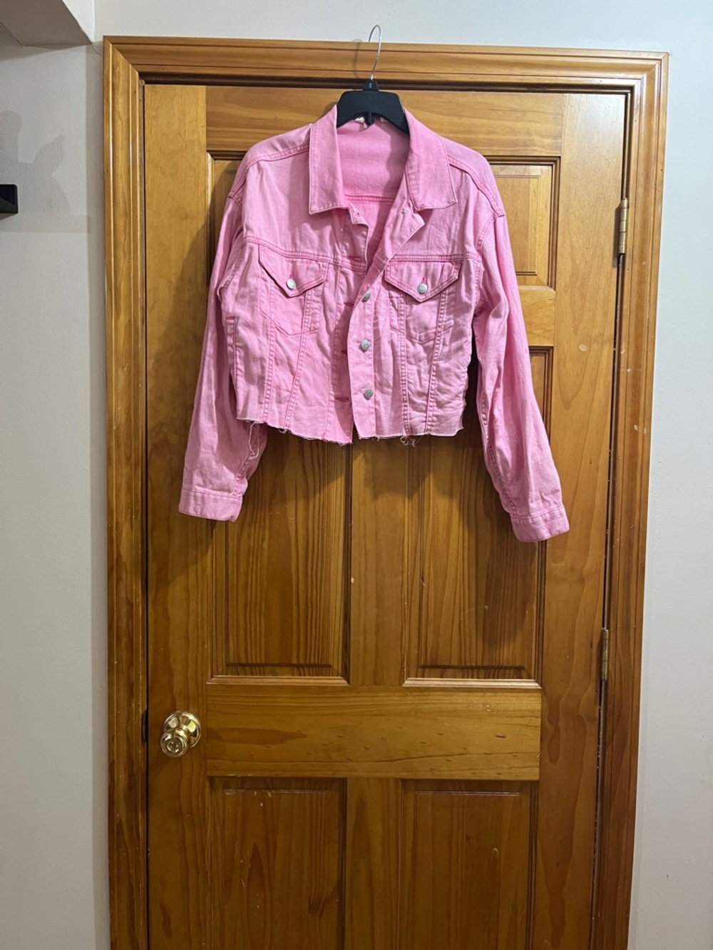 Cropped Pink Denim Jacket-NEW
